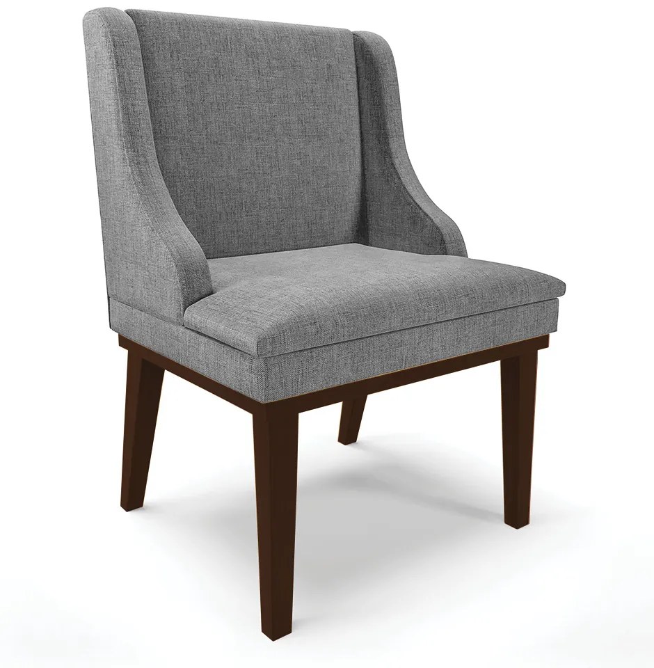 Cadeira de Jantar Liz Linho Base Fixa Madeira Tabaco D03 - D'Rossi - A26 Grafite