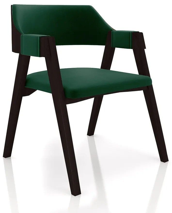 Cadeira Sala de Jantar e Jogos Carteados Madeira Maciça Poker Veludo Verde/Tabaco G42 - Gran Belo