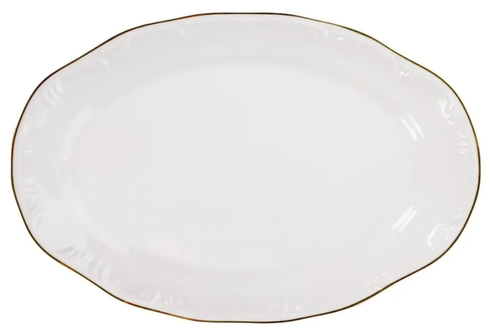 Travessa Rasa Oval 28Cm Porcelana Schmidt - Dec. Filetado Ouro Pomerode 0010