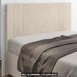 Cabeceira Cama Box Casal 140cm Estofada Rama Boucle Bege Z04 - Mpozena