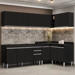 Armário de Cozinha Modulado de Canto 6 Peças CP31 Balcão sem Tampo Pre