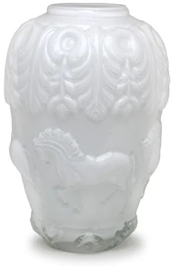 Vaso Cavalo Branco Leitoso Murano Cristais Cadoro