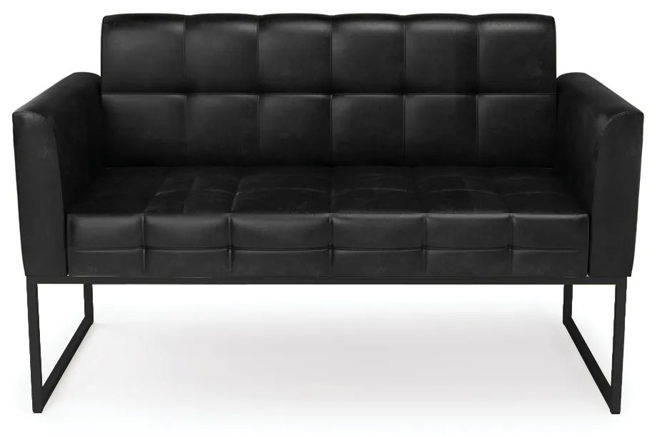 Sofá Namoradeira Elisa Corano Preto Base Metálica Industrial Preto D03 - D'Rossi