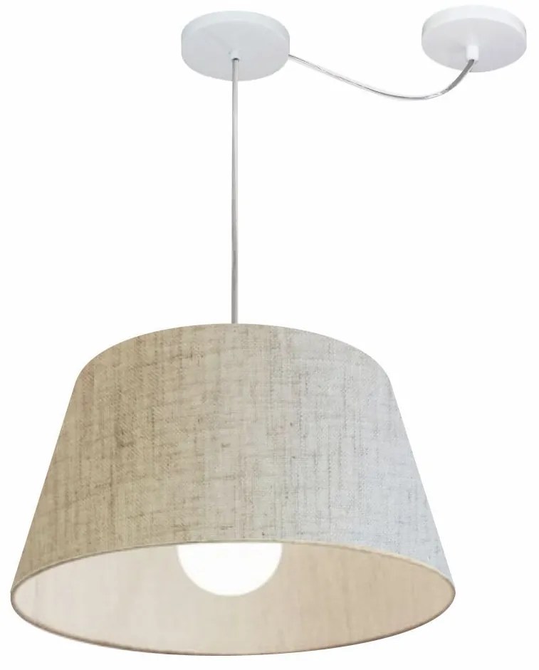 Lustre Pendente Cone Com Desvio Md-4273 Cúpula  21/30x40cm Rustico Bege - Bivolt