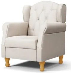 Kit 02 Poltronas de Amamentação Pés Madeira Lucy Z39 Suede Bege - Mpoz