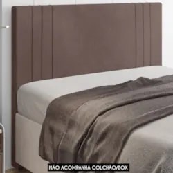 Cabeceira Cama Box King 193cm Estofada Rama Veludo Marrom Z04 - Mpozen