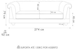 Sofá 4 Lugares Sala de Estar 274cm Otto Z32 Sintético Marrom - Mpozena