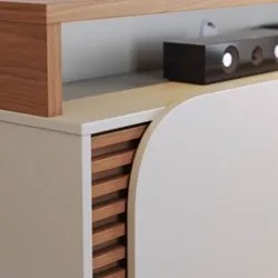 Estante Painel para TV 65 Pol Madrid C05 Off White Matte/Freijó - Mpoz