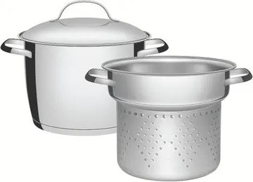 Jogo Cozi-Pasta Tramontina Allegra em Aço Inox com Fundo Triplo 2 Peças 20 cm