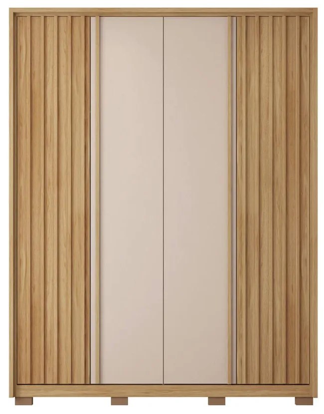 Guarda Roupa Solteiro 178,5cm Bravus 4 Portas de Bater 3 Gavetas MDP Buriti/OffWhite G11 - Gran Belo