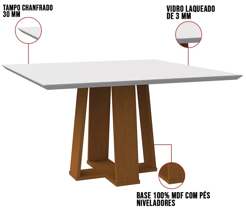 Mesa de Jantar Leka 135 cm Off White Base Ypê - D'Rossi