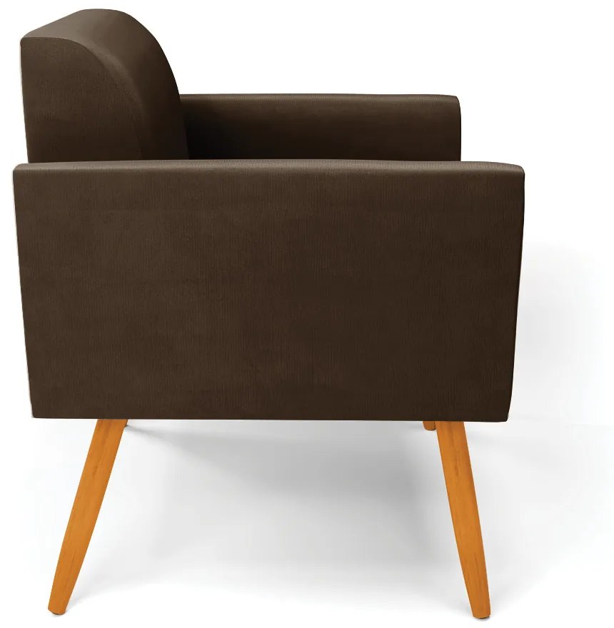 Kit 2 Poltronas Pés Palito Castanho Marisa Suede Marrom D03 - DRossi