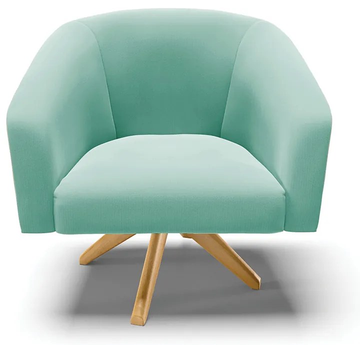 Poltrona Decorativa Giratória MA30 Kit 2 Stella Suede D03 - D'Rossi - Azul Turquesa