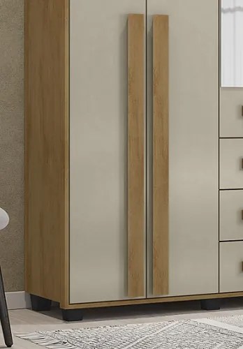 Guarda-Roupa Casal Com Espelho 5 Portas 3 Gavetas Las Vegas III Cinamomo/Off White – RV Móveis