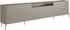 Rack TV 85 Pol 260cm 4 Portas Brise Blen Grigio/Dourado I06 - Mpozenat