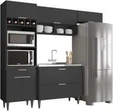 Armário de Cozinha CP04 Com Pia 100cm Pérola Z34 Preto      - Mpozenat