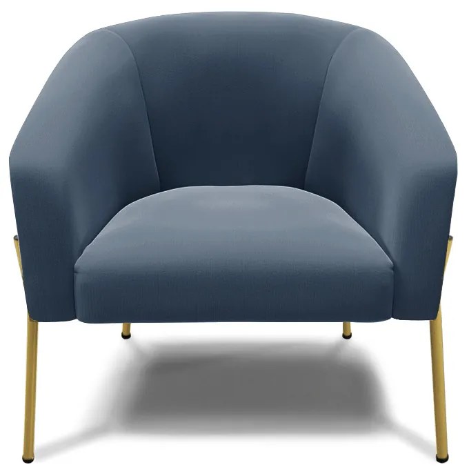 Poltrona Decorativa Pé de Ferro Dourado Stella Suede Azul Marinho D03 - D'Rossi