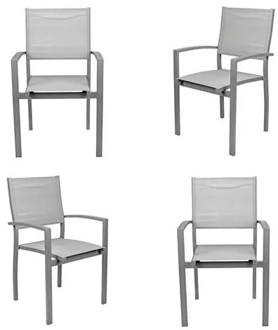 Kit 04 Cadeiras Angra Tela Mesh Base Alumínio Grafite - 75694 Sun House