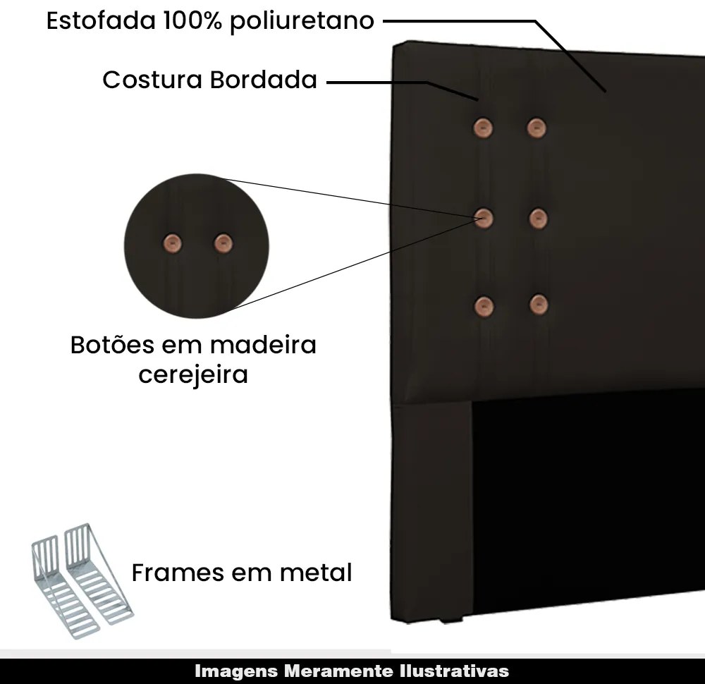 Cabeceira Decorativa 1,40M Kors PU Marrom G63 - Gran Belo
