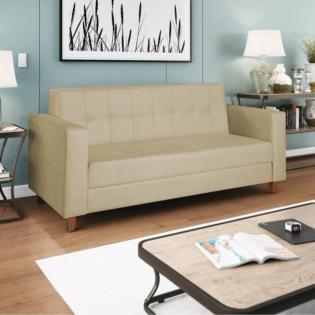 Sofá 2 Lugares Denver Suede Bege - ADJ Decor