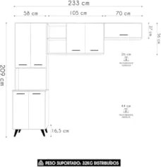 Armário de Cozinha Amélia Freijó UV/Off Acetinado Z44       - Mpozenat
