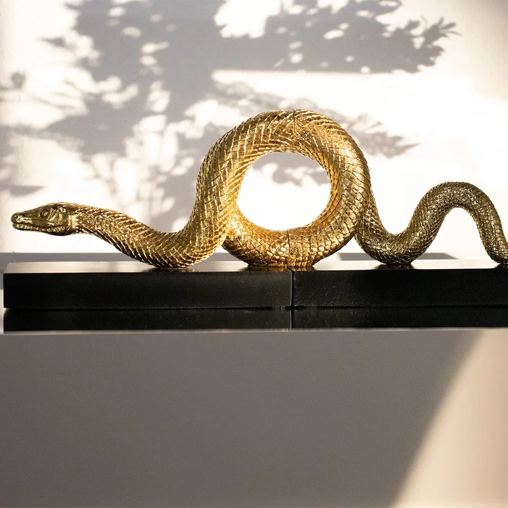 Aparador de Livros Serpente Em Poliresina Dourado M02 - D'Rossi