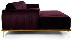 Sofá 350cm 6 Lugares com Chaise Esquerdo Pés Gold Molino C-292 Veludo