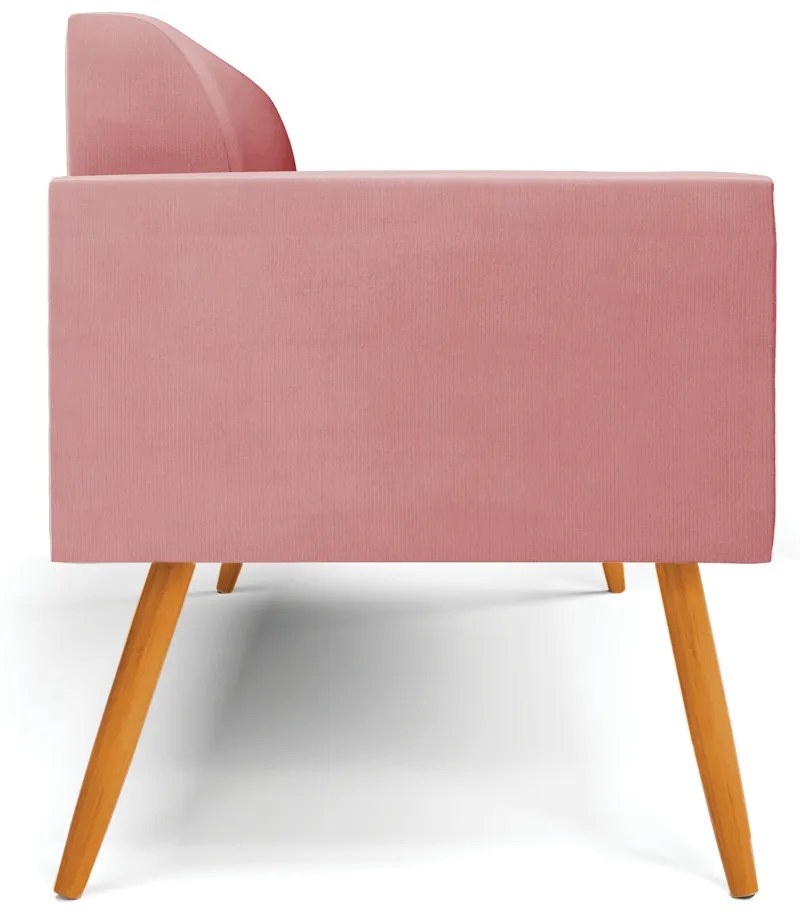 Sofá Namoradeira Pés Palito Castanho Marisa Suede - Rose