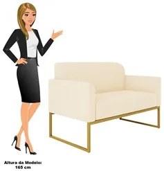Kit Namoradeira e 2 Poltronas Decorativas Base Industrial Dourada Mare