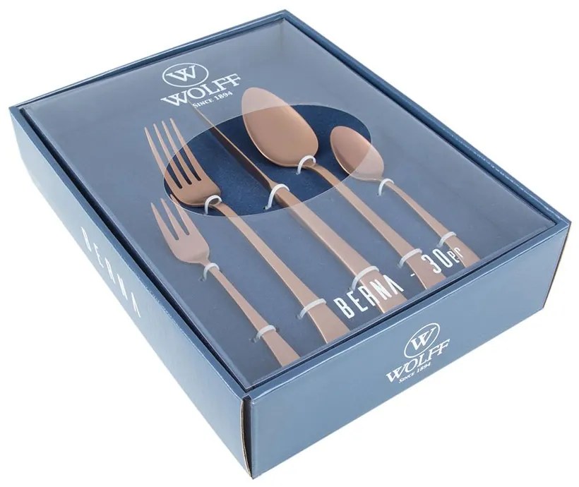 Faqueiro De Inox 30 Peças Berna Rosé Gold Fosco 71519 Wolf
