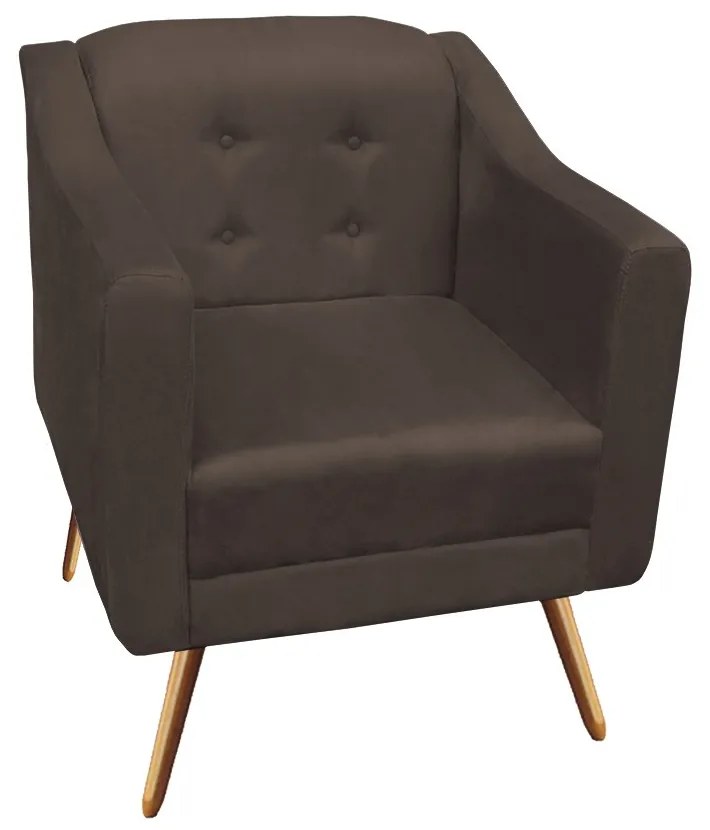 Kit Namoradeira + 2 Poltronas Bruna Pé Palito Suede Marrom