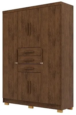 Guarda Roupa Taurus 6 Portas e 3 Gavetas Imperial Imbuia Rústico - Vila Rica Móveis