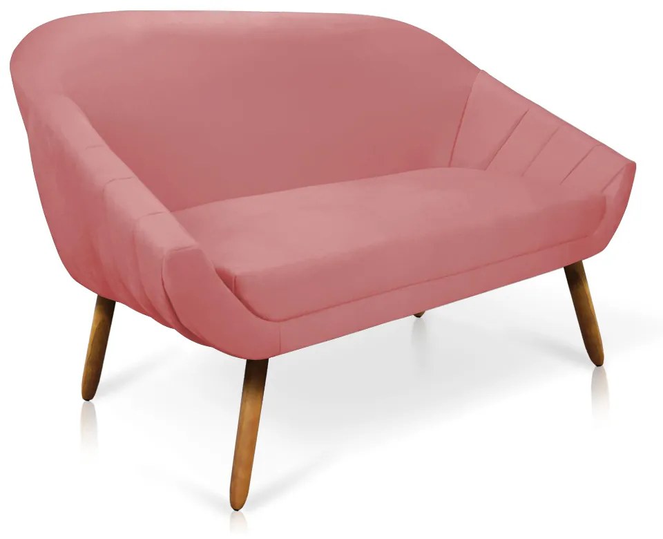 Kit 01 Namoradeira 02 Lugares e 02 Poltronas Giratória Giovana Suede Base Cromada - D'Rossi - Rose