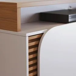 Estante Painel para TV 75 Pol Madrid C05 Off White Matte/Freijó - Mpoz
