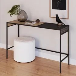 Aparador Para Sala de Estar 120cm Pés Metálicos Dinâmico Hanover/Preto