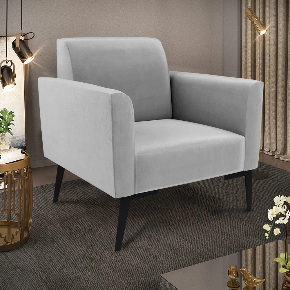 Kit 2 Poltronas Pés Villach Marisa Suede Cinza
