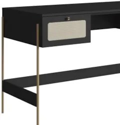 Mesa Escrivaninha Home Office Pé Metal Arlo A10 Nero/Dourado - Mpozena