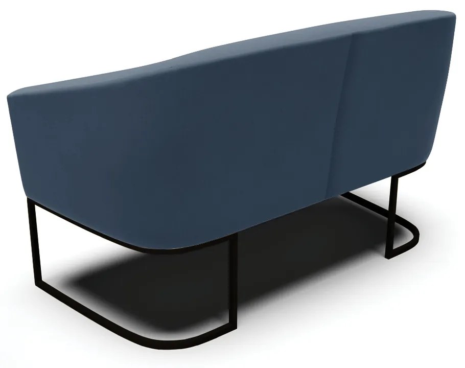 Sofá 2 Lugares Namoradeira Industrial Preto Stella Suede Azul Marinho D03 - D'Rossi