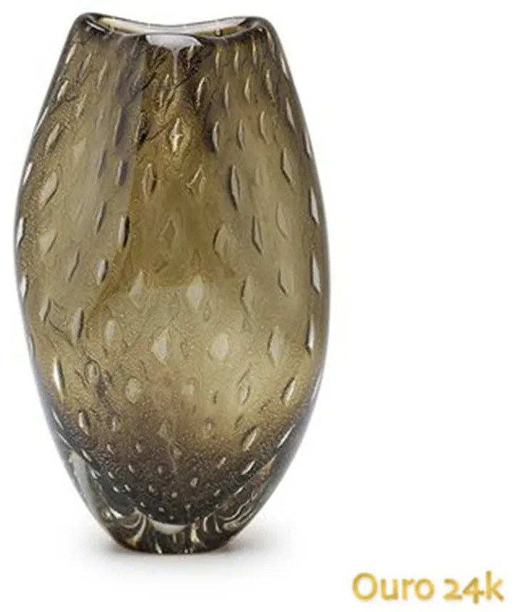 Vaso Murano Roca 2 c/ Ouro Fumê