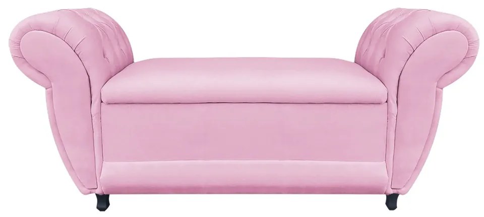 Recamier com Baú Grécia 195 cm Namoradeira Calçadeira Suede Rosa Bebê M11 - D'Rossi