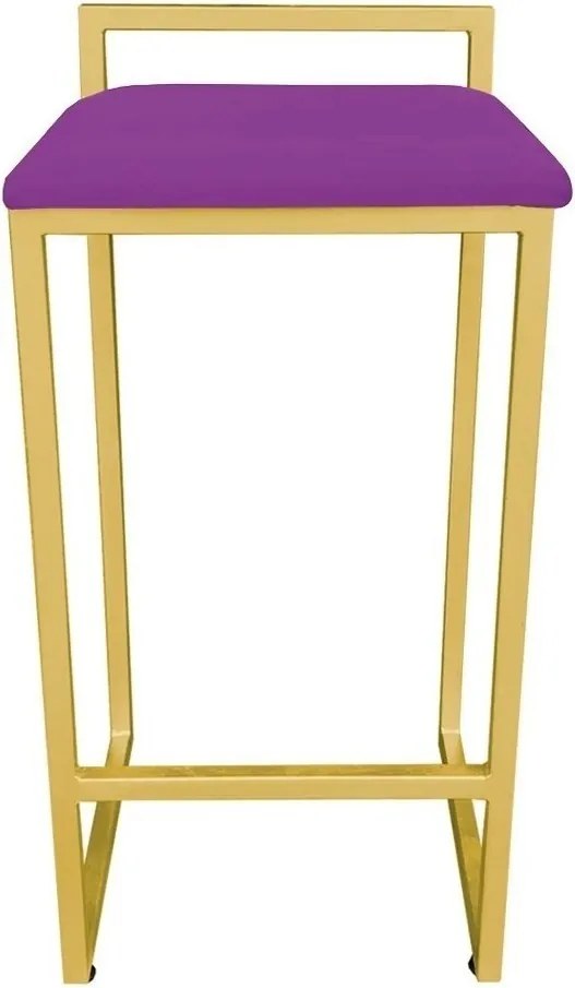 Conjunto 02 Banquetas Pietra Suede Base Dourado D03 - D'Rossi - Roxo