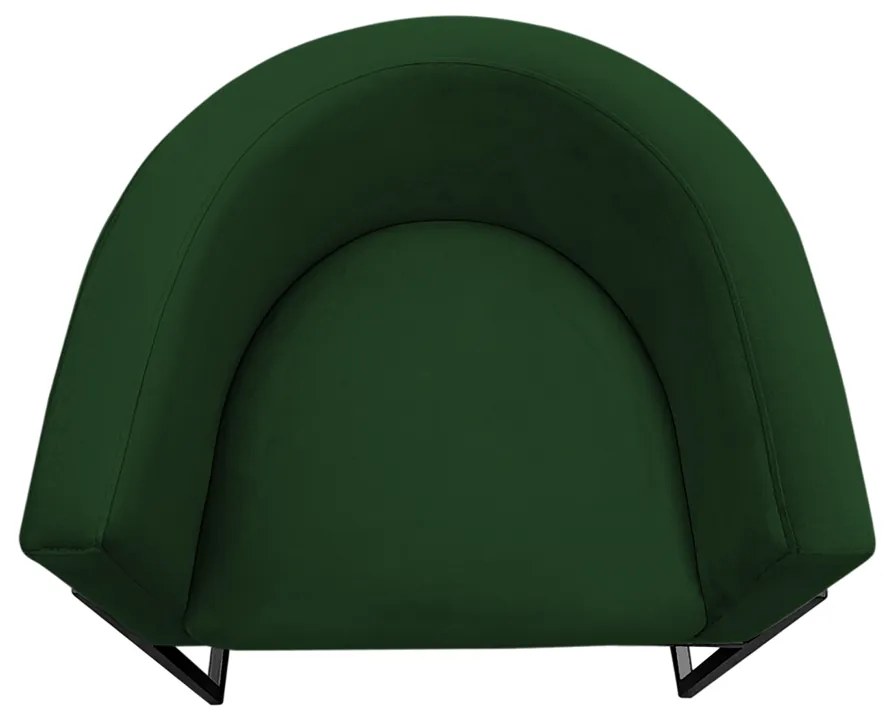 Poltrona Decorativa Base Metal Preta Luna Veludo Verde - Sheep Estofados - Verde escuro