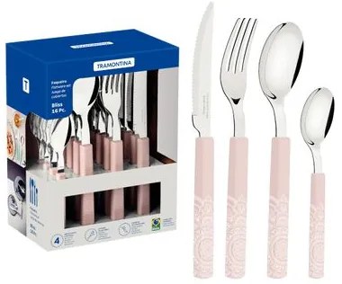 Faqueiro Tramontina Bliss com Lâminas em Aço Inox e Cabos de Polipropileno Linho 16 Peças