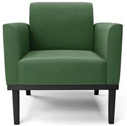 Sofá Namoradeira e 1 Poltrona Base Madeira Preto Maressa Suede Verde -