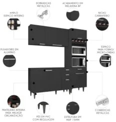 Armário de Cozinha CP02 Para Pia 120cm Pérola Z34 Preto - Mpozenat