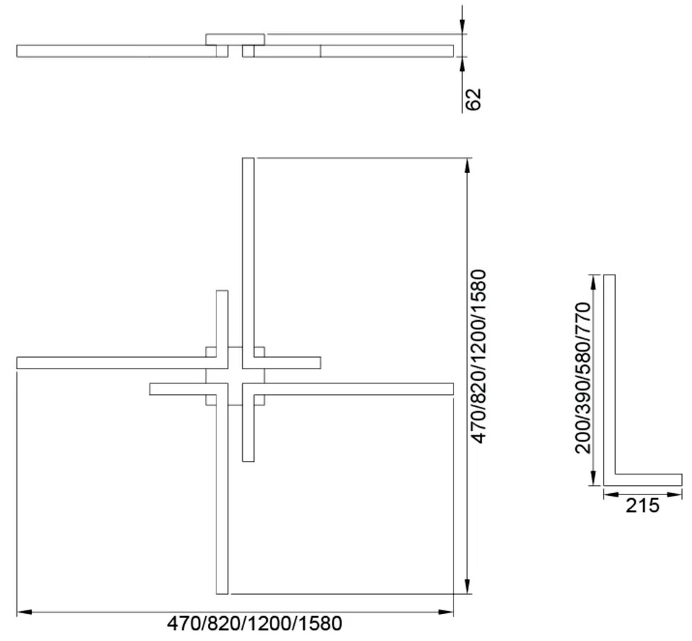Plafon Play Quadrado 120X120Cm Led 65,6W Bivolt / "l" C/ 21,5X58Cm | U... (FN-F - Fendi Fosco, 4000k)