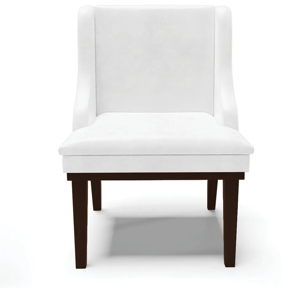 Kit 10 Cadeiras de Jantar Liz Corano Branco Base Fixa Madeira D03 - D'Rossi Tabaco