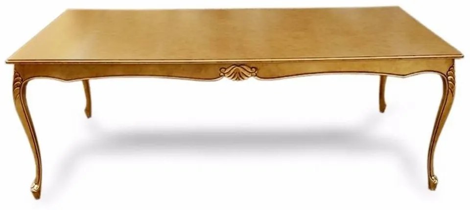 Mesa de Jantar Provençal com Detalhes Rococó em Madeira Maciça Design de Luxo Peça Artesanal
