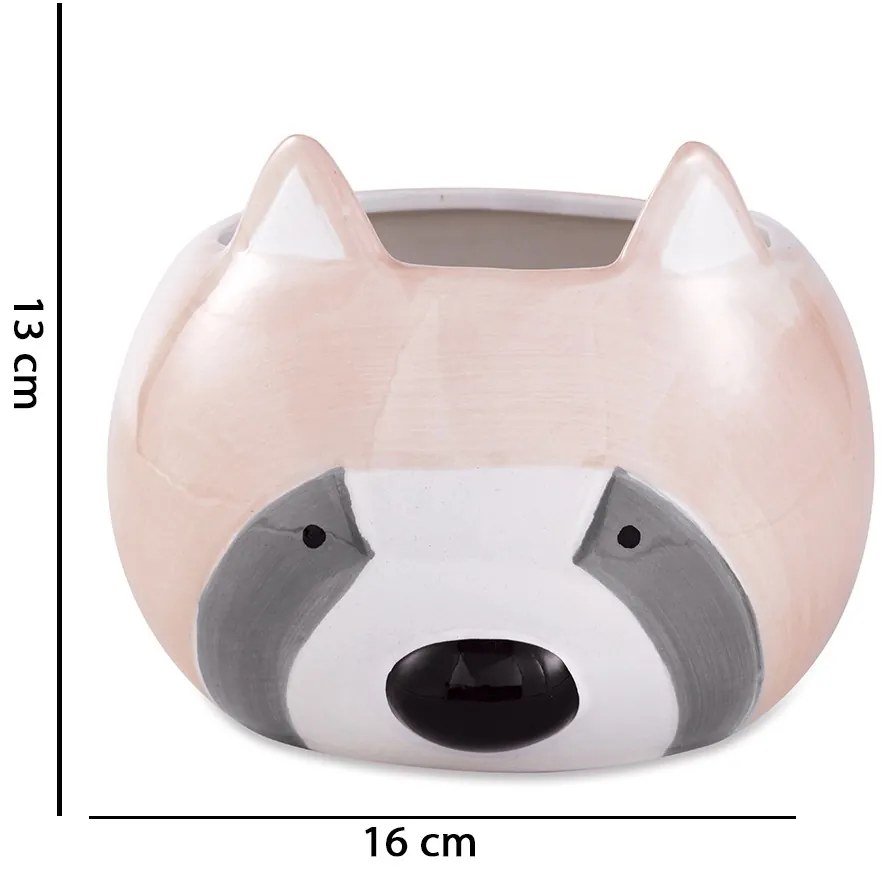 Cachepot "Guaxinim" Rose Em Ceramica 13x16 cm M02 - D'Rossi