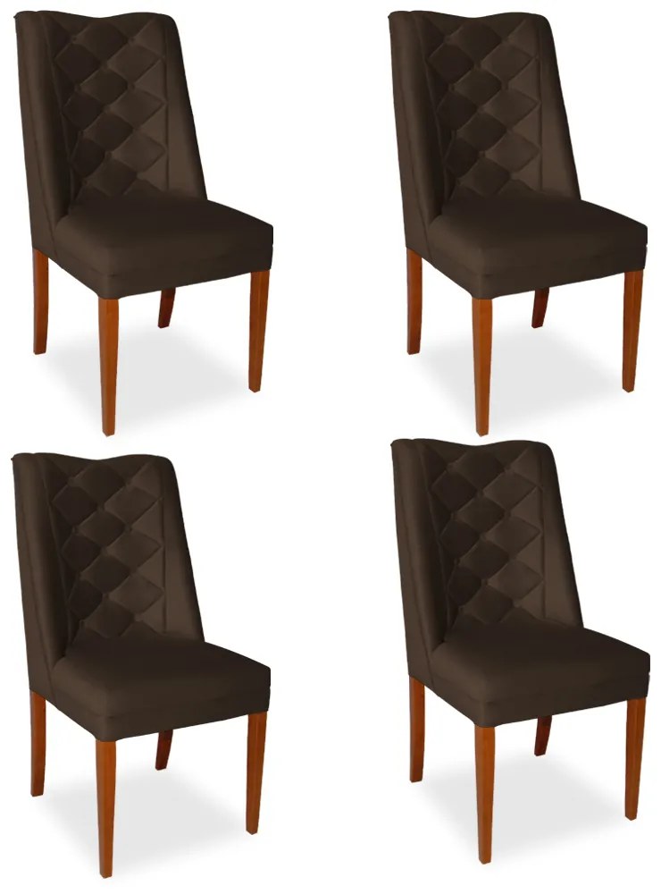 Kit 4 Cadeiras de Jantar Micheli Suede Marrom